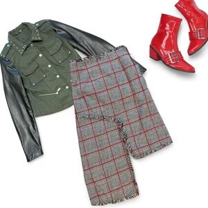 NEW Weili Zheng Houndstooth Plaid
Asymmetrical Skirt M